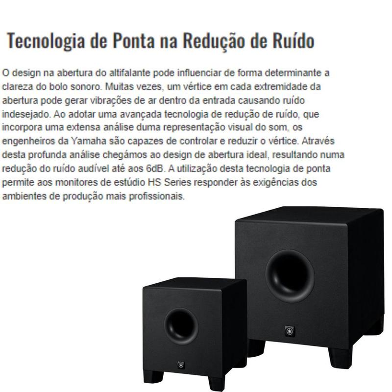 Subwoofer Yamaha Monitor de Referência Para Estúdio Yamaha HS8S